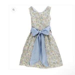 Bailey Boys Girls Buttercup Floral Sleeveless Dress Blue Gingham Sash Size 6